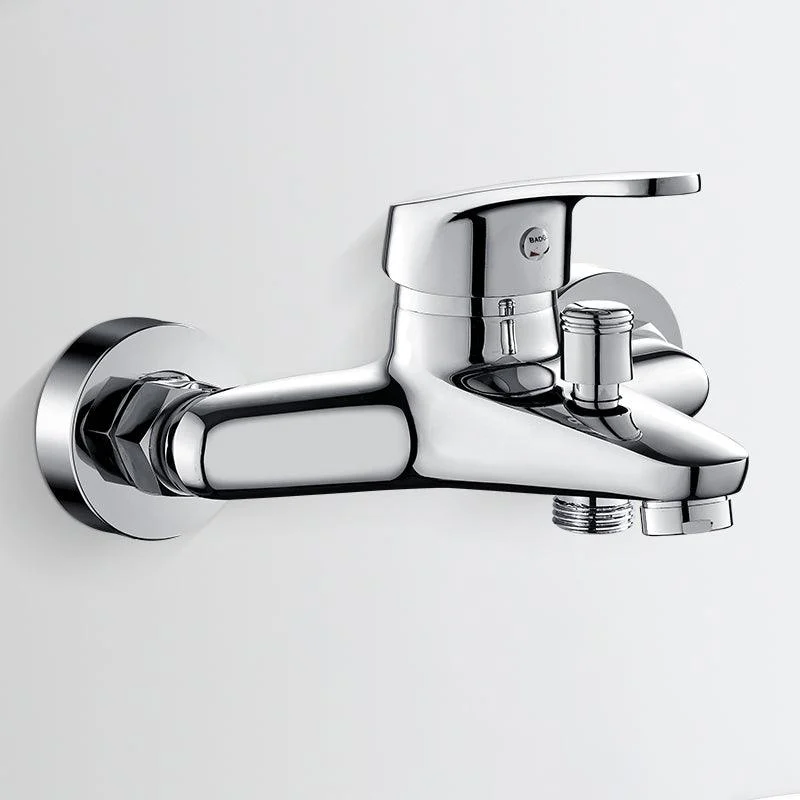 Low Arc Tub Tap Hose Wall Mounted Single Lever Handle Tub Filler with Handshower -Bathlova