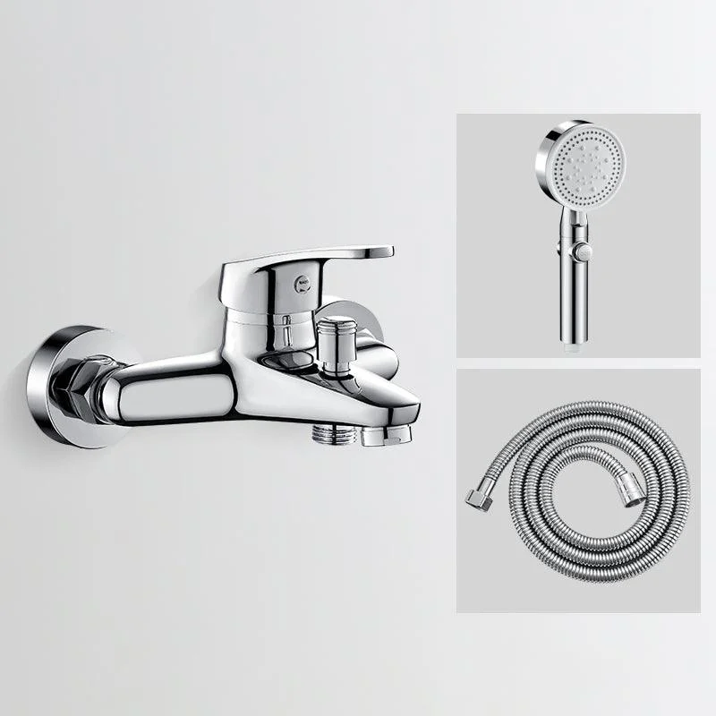 Low Arc Tub Tap Hose Wall Mounted Single Lever Handle Tub Filler with Handshower -Bathlova