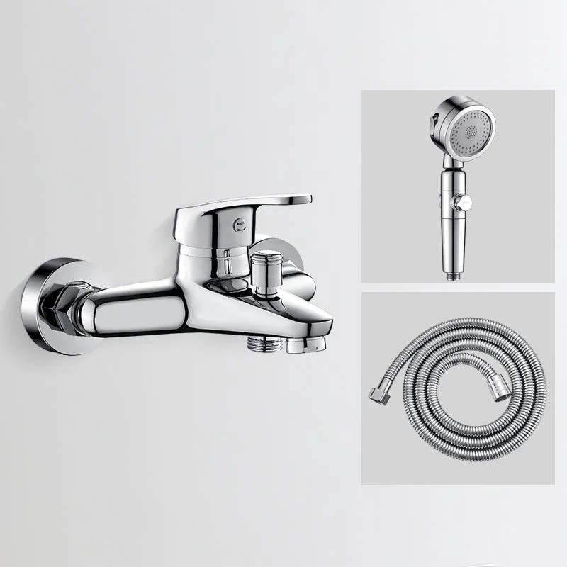 Low Arc Tub Tap Hose Wall Mounted Single Lever Handle Tub Filler with Handshower -Bathlova