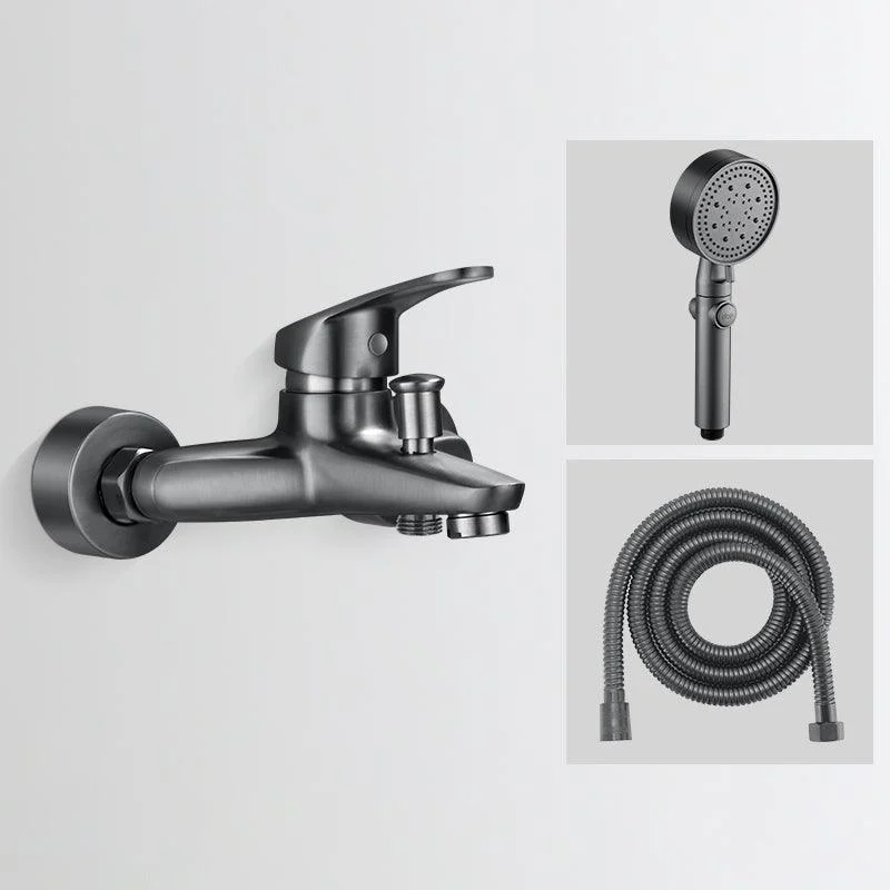 Low Arc Tub Tap Hose Wall Mounted Single Lever Handle Tub Filler with Handshower -Bathlova