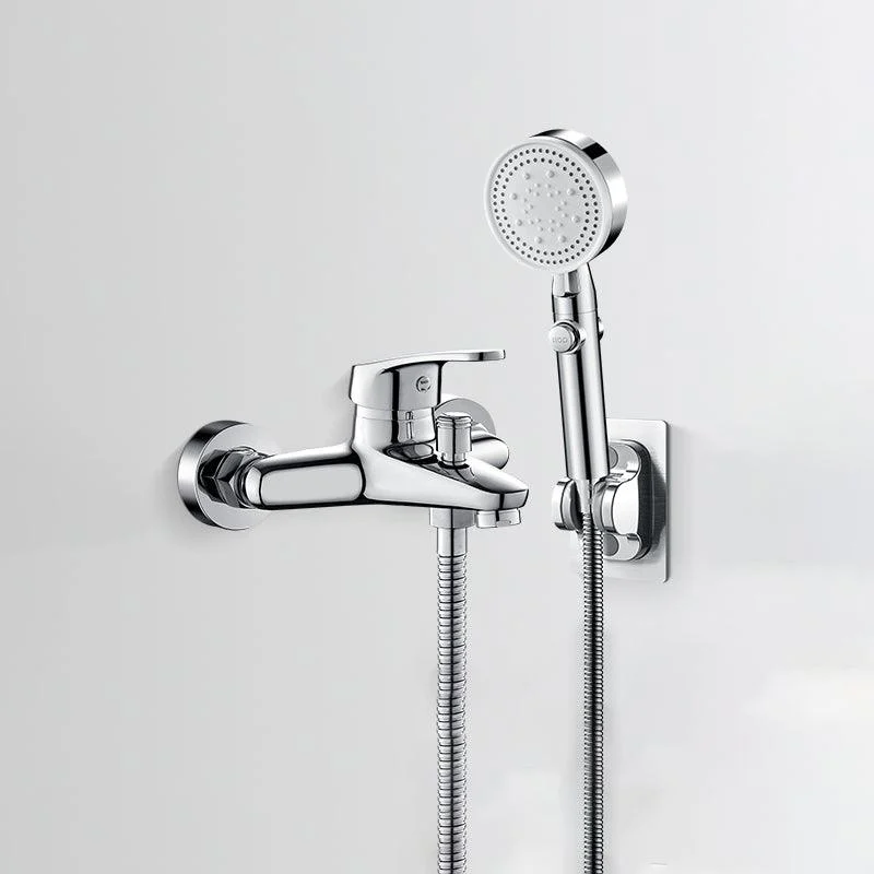 Low Arc Tub Tap Hose Wall Mounted Single Lever Handle Tub Filler with Handshower -Bathlova