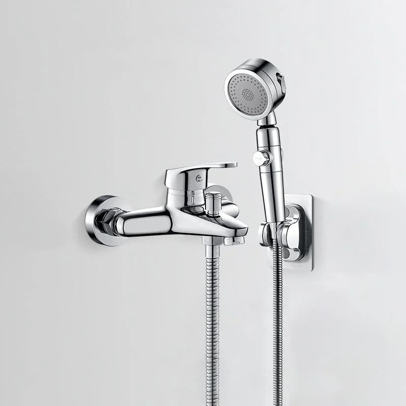 Low Arc Tub Tap Hose Wall Mounted Single Lever Handle Tub Filler with Handshower -Bathlova