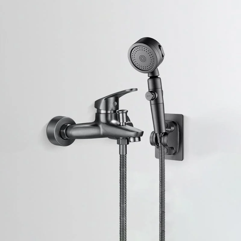 Low Arc Tub Tap Hose Wall Mounted Single Lever Handle Tub Filler with Handshower -Bathlova