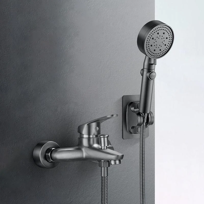 Low Arc Tub Tap Hose Wall Mounted Single Lever Handle Tub Filler with Handshower -Bathlova