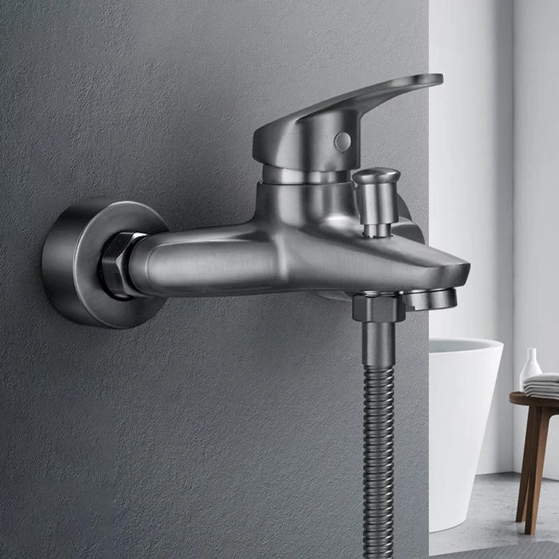 Low Arc Tub Tap Hose Wall Mounted Single Lever Handle Tub Filler with Handshower -Bathlova