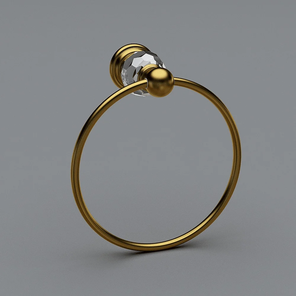 Luxurious Crystal Round Towel Ring-Solid Brass Wall Mount Bathroom -Bathlova