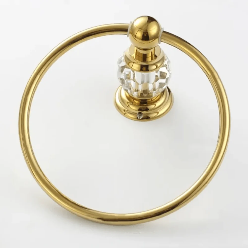 Luxurious Crystal Round Towel Ring-Solid Brass Wall Mount Bathroom -Bathlova