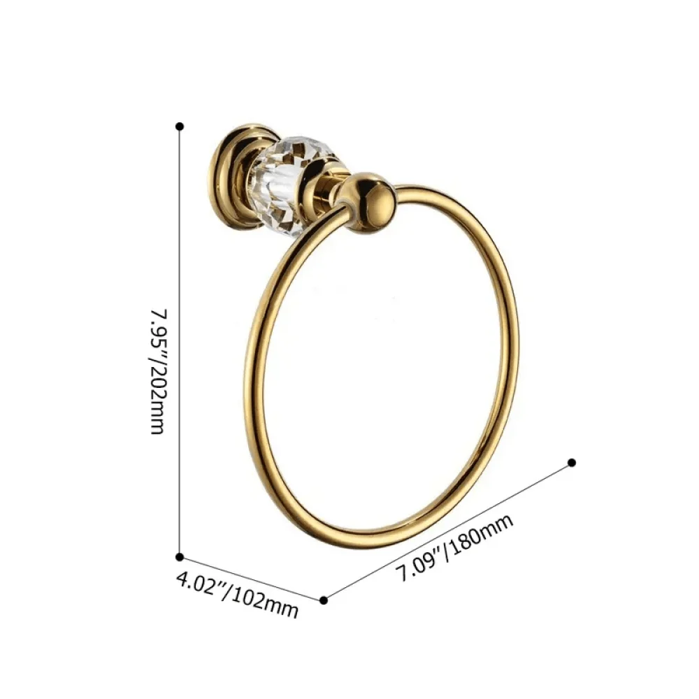 Luxurious Crystal Round Towel Ring-Solid Brass Wall Mount Bathroom -Bathlova