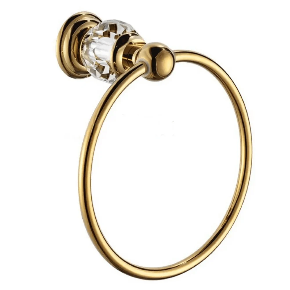 Luxurious Crystal Round Towel Ring-Solid Brass Wall Mount Bathroom -Bathlova