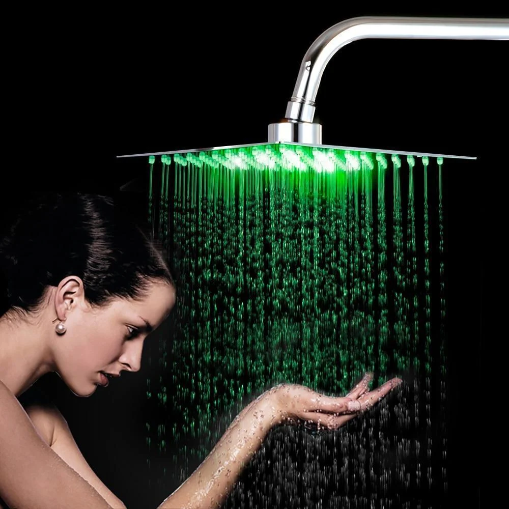 Luxurious LED Bathroom Square Rainfall Wall Ceiling Mount Shower Head -Bathlova