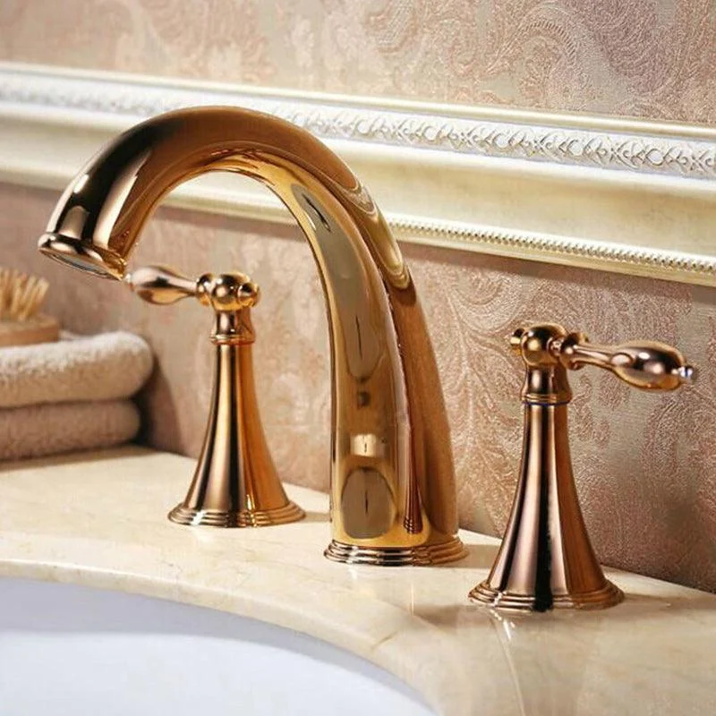 Luxury 3 Hole Sink Bathroom Tap Lever Handle Basin Tap Circular Brass Tap -Bathlova