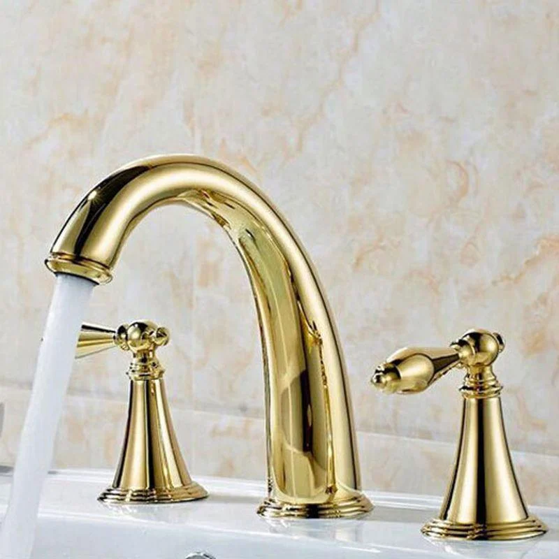 Luxury 3 Hole Sink Bathroom Tap Lever Handle Basin Tap Circular Brass Tap -Bathlova