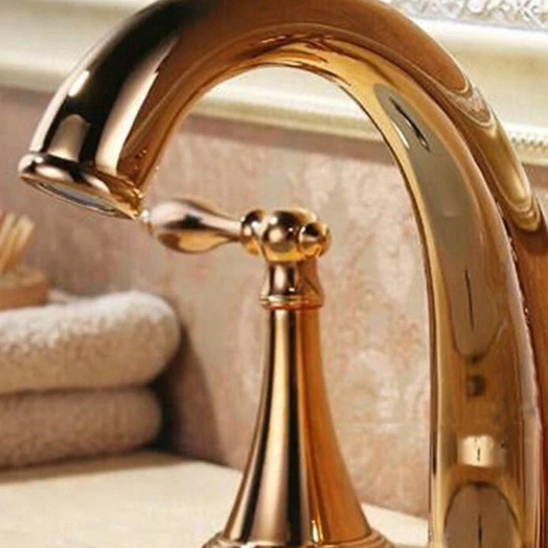 Luxury 3 Hole Sink Bathroom Tap Lever Handle Basin Tap Circular Brass Tap -Bathlova