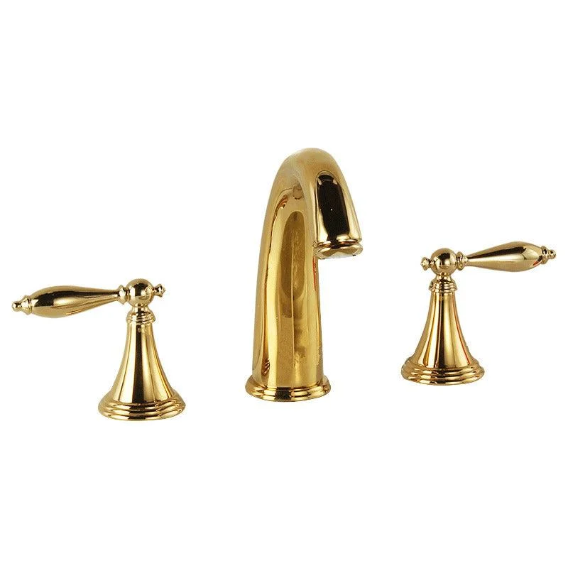 Luxury 3 Hole Sink Bathroom Tap Lever Handle Basin Tap Circular Brass Tap -Bathlova