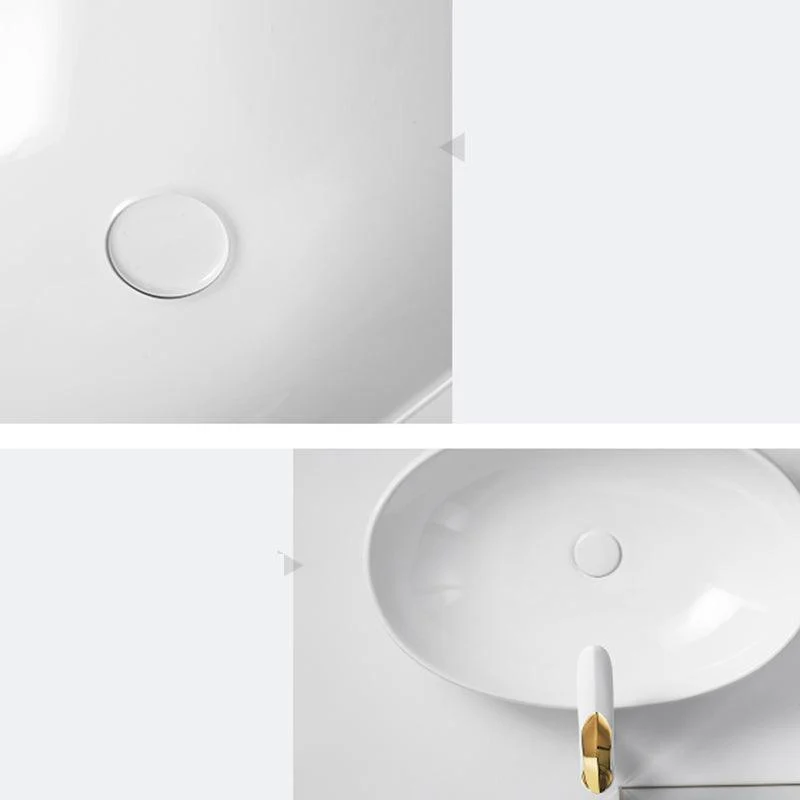 Luxury Bathroom Sink Ceramic Oval White Basin Drain Assembly Bathroom Sink -Bathlova