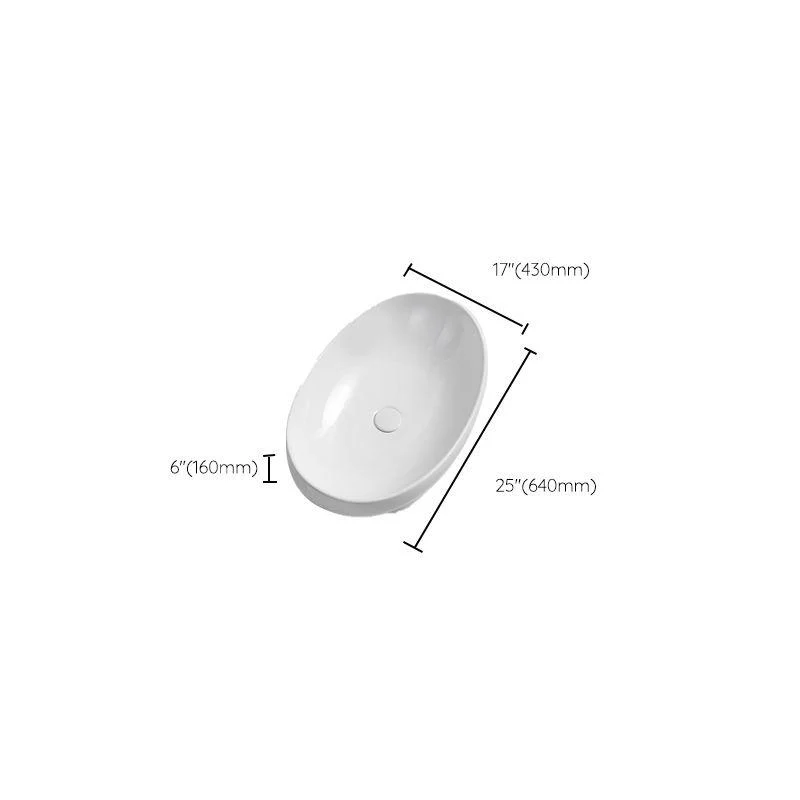 Luxury Bathroom Sink Ceramic Oval White Basin Drain Assembly Bathroom Sink -Bathlova