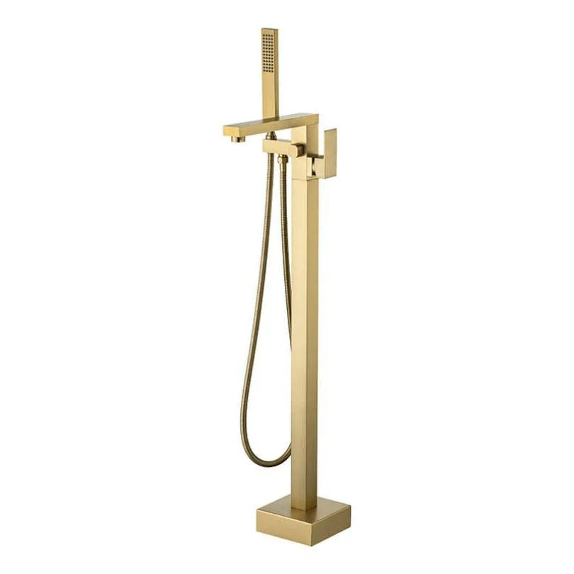 Luxury Brushed Gold Freestanding Bathtub Mixer Tap with Hand Shower -Bathlova