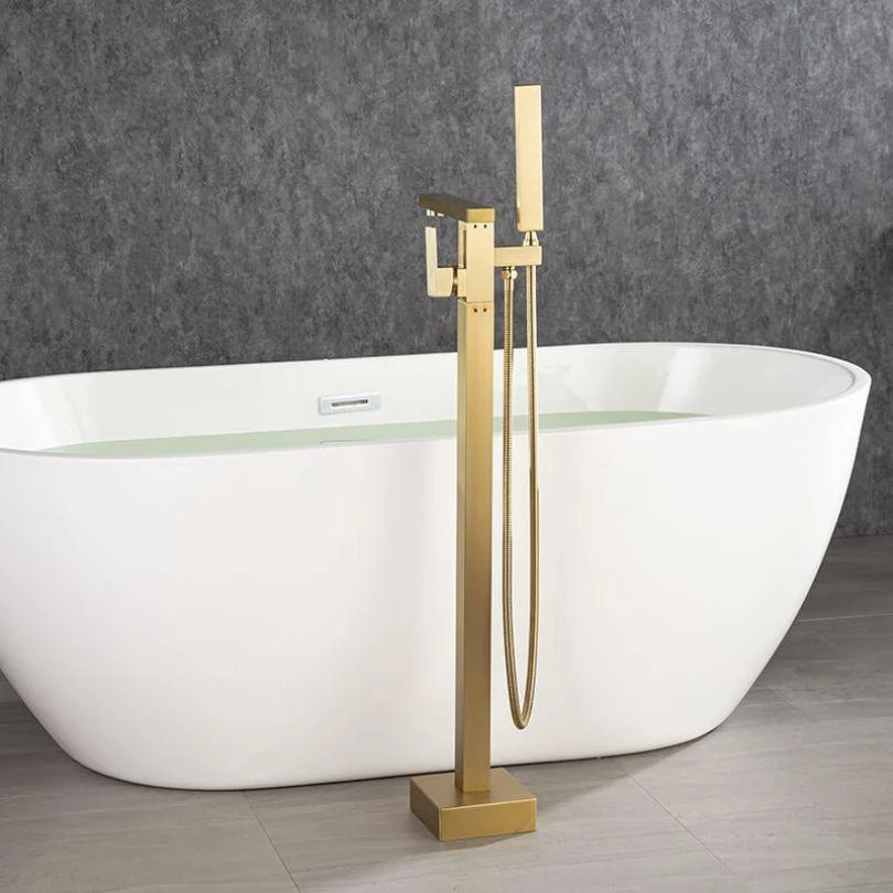 Luxury Brushed Gold Freestanding Bathtub Mixer Tap with Hand Shower -Bathlova