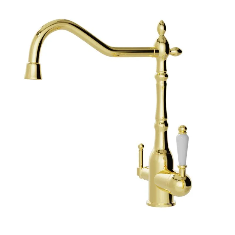 Luxury Centerset Lavatory Tap Lever Handles Gooseneck Arc Solid Brass Tap -Bathlova