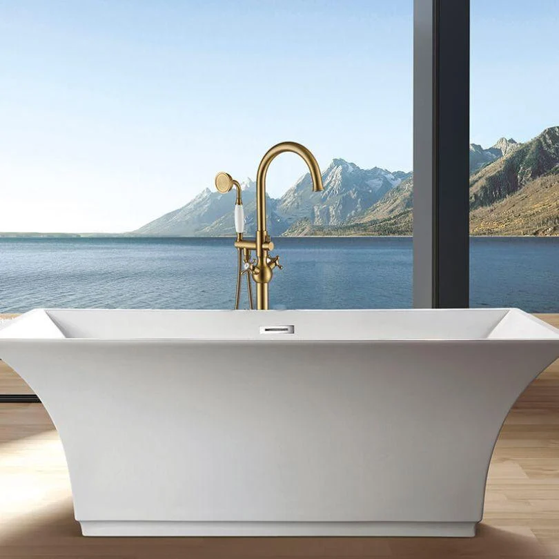 Luxury Gold Freestanding Swivel Claw Foot Bathtub Tap with Handheld Shower -Bathlova