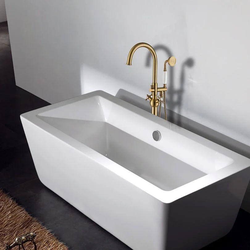 Luxury Gold Freestanding Swivel Claw Foot Bathtub Tap with Handheld Shower -Bathlova