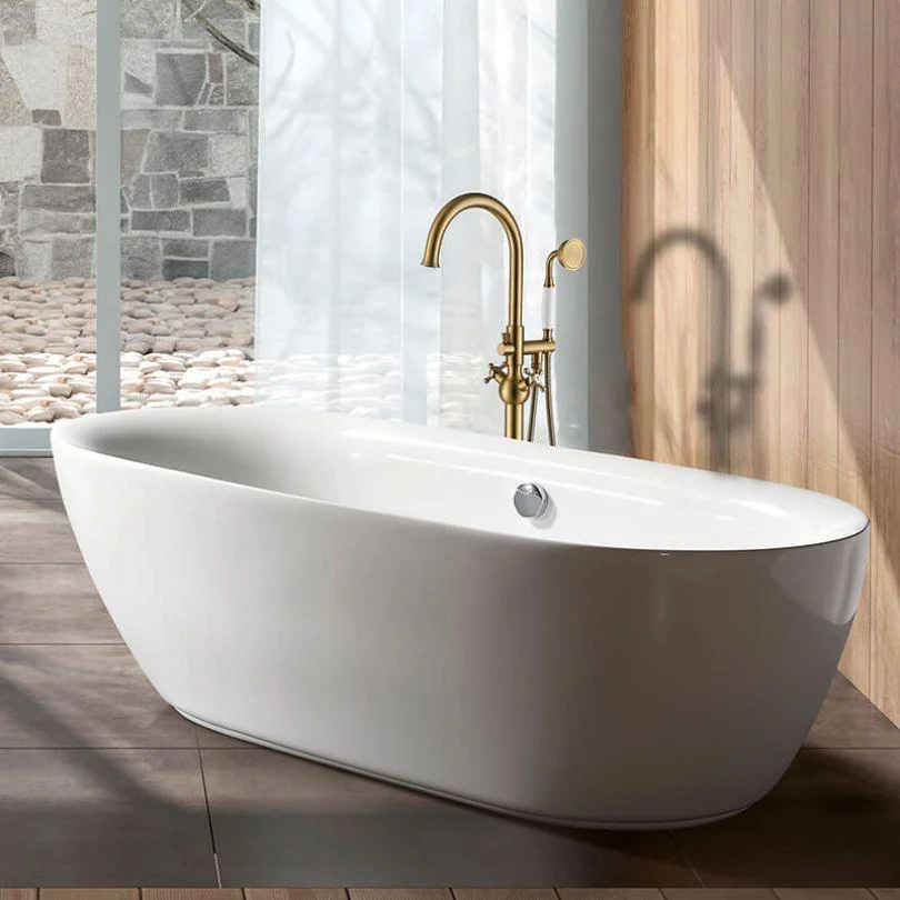 Luxury Gold Freestanding Swivel Claw Foot Bathtub Tap with Handheld Shower -Bathlova