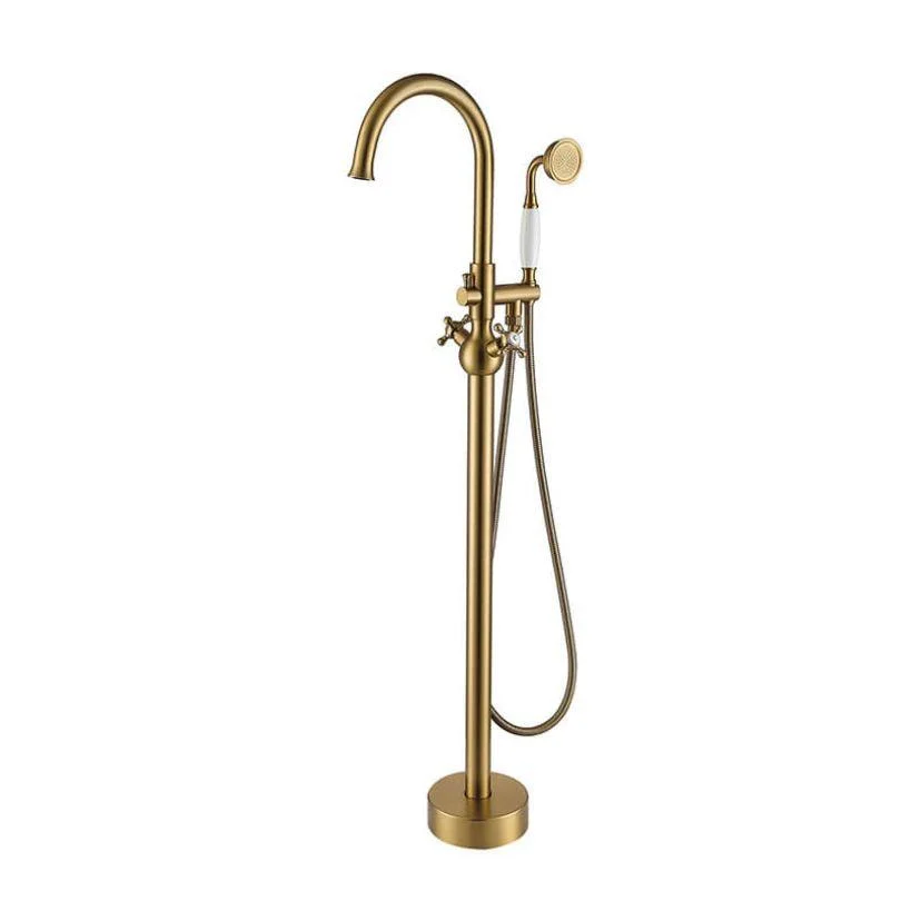 Luxury Gold Freestanding Swivel Claw Foot Bathtub Tap with Handheld Shower -Bathlova