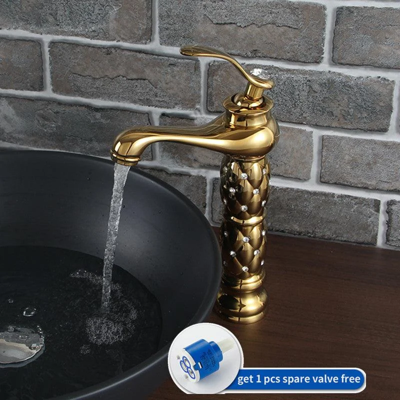 Luxury Golden Plated Polish Bathroom Basin High Short Style Tap -Bathlova