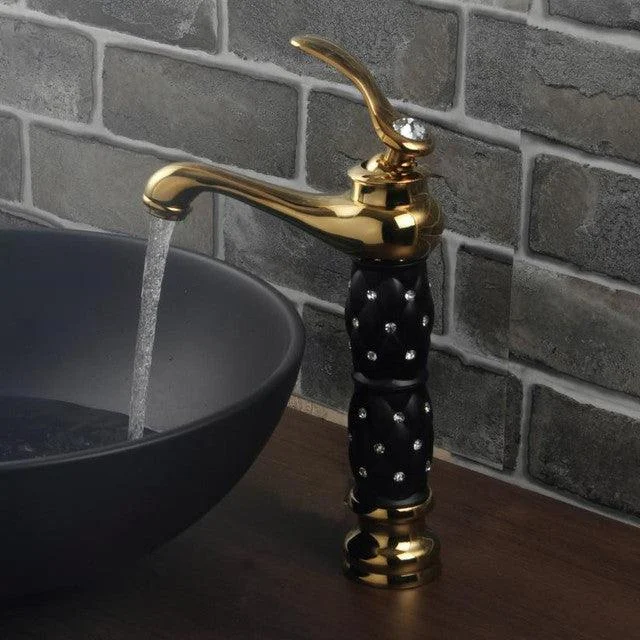 Luxury Golden Plated Polish Bathroom Basin High Short Style Tap -Bathlova