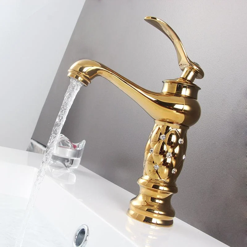 Luxury Golden Plated Polish Bathroom Basin High Short Style Tap -Bathlova