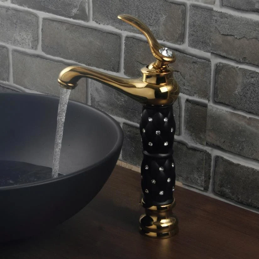 Luxury Golden Plated Polish Bathroom Basin High Short Style Tap -Bathlova