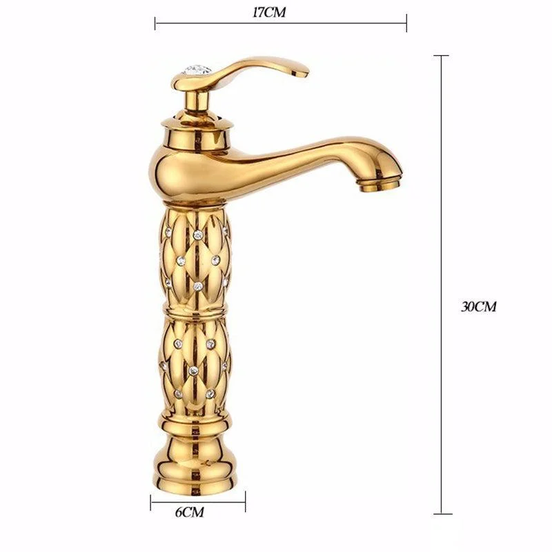 Luxury Golden Plated Polish Bathroom Basin High Short Style Tap -Bathlova