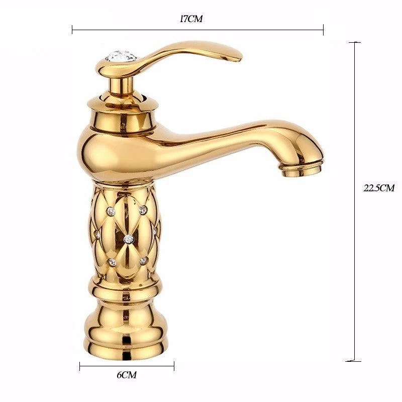 Luxury Golden Plated Polish Bathroom Basin High Short Style Tap -Bathlova