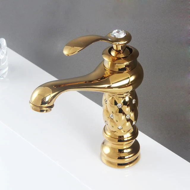 Luxury Golden Plated Polish Bathroom Basin High Short Style Tap -Bathlova