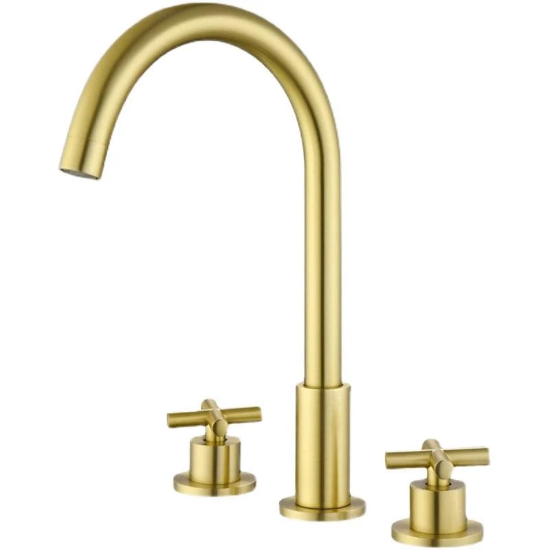 Luxury Lavatory Tap 3 Holes Knob Handle Gooseneck Vanity Sink Tap -Bathlova