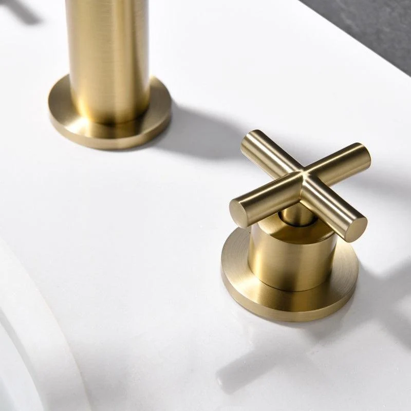 Luxury Lavatory Tap 3 Holes Knob Handle Gooseneck Vanity Sink Tap -Bathlova