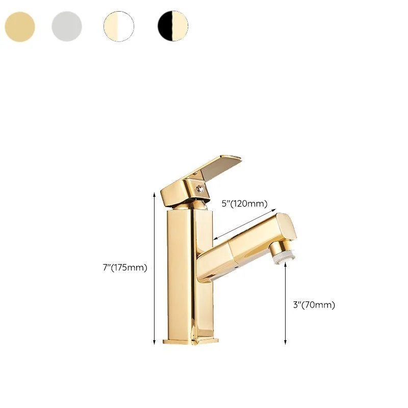 Luxury Pull-out Sink Tap Cubic Low Arc Vessel Bathroom Tap -Bathlova