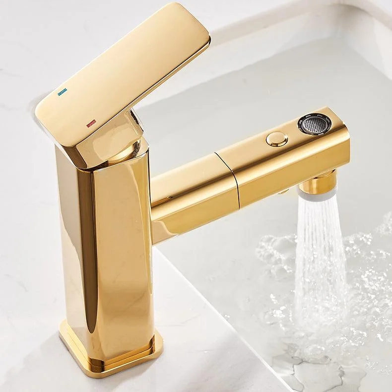 Luxury Pull-out Sink Tap Cubic Low Arc Vessel Bathroom Tap -Bathlova