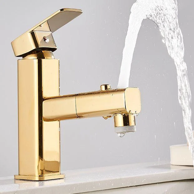 Luxury Pull-out Sink Tap Cubic Low Arc Vessel Bathroom Tap -Bathlova