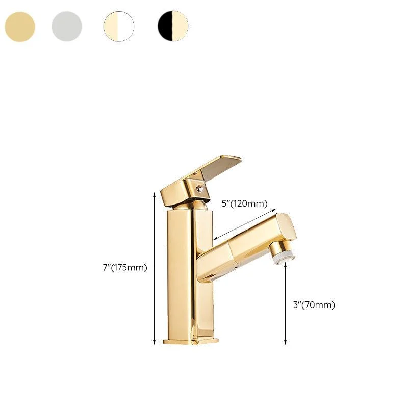 Luxury Pull-out Sink Tap Cubic Low Arc Vessel Bathroom Tap -Bathlova