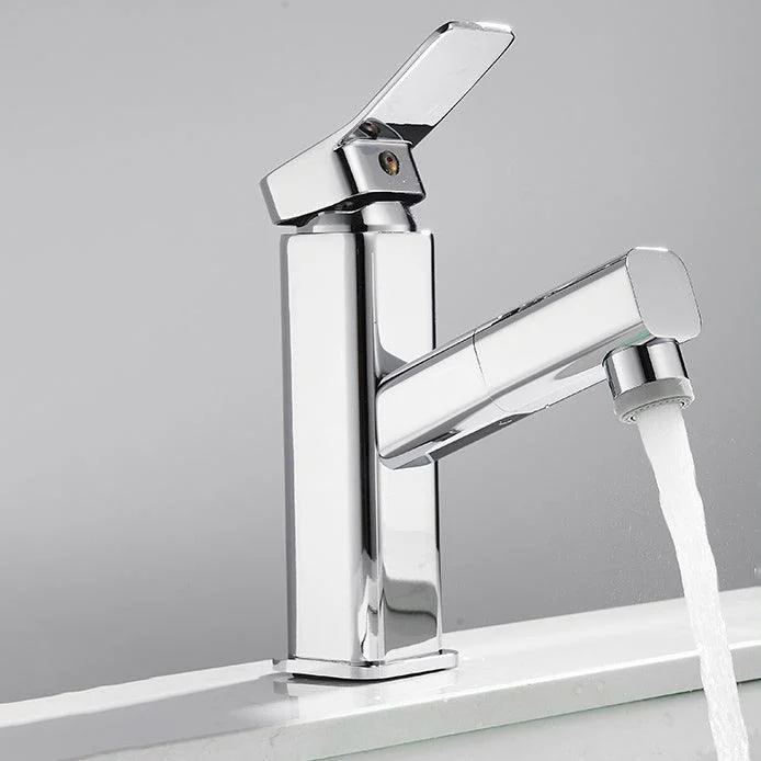 Luxury Pull-out Sink Tap Cubic Low Arc Vessel Bathroom Tap -Bathlova