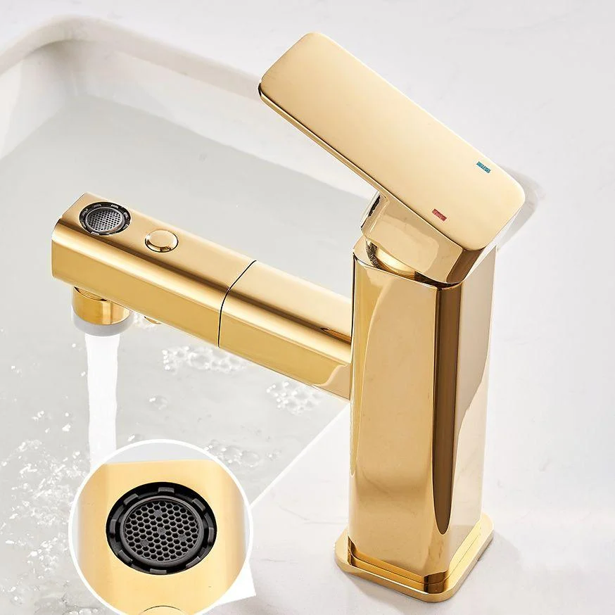 Luxury Pull-out Sink Tap Cubic Low Arc Vessel Bathroom Tap -Bathlova