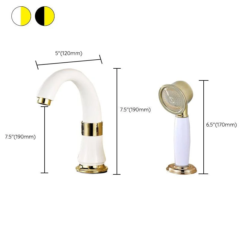 Luxury Rotatable Widespread Sink Tap Circular Lever Handle Tap with Water Hose -Bathlova