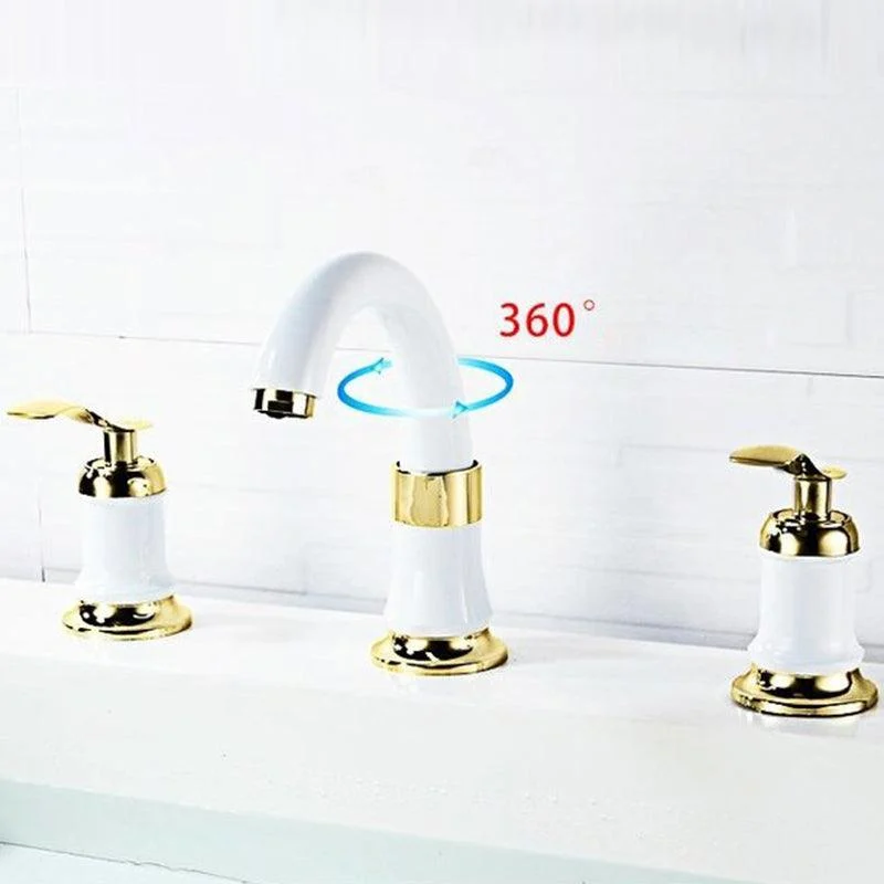 Luxury Rotatable Widespread Sink Tap Circular Lever Handle Tap with Water Hose -Bathlova