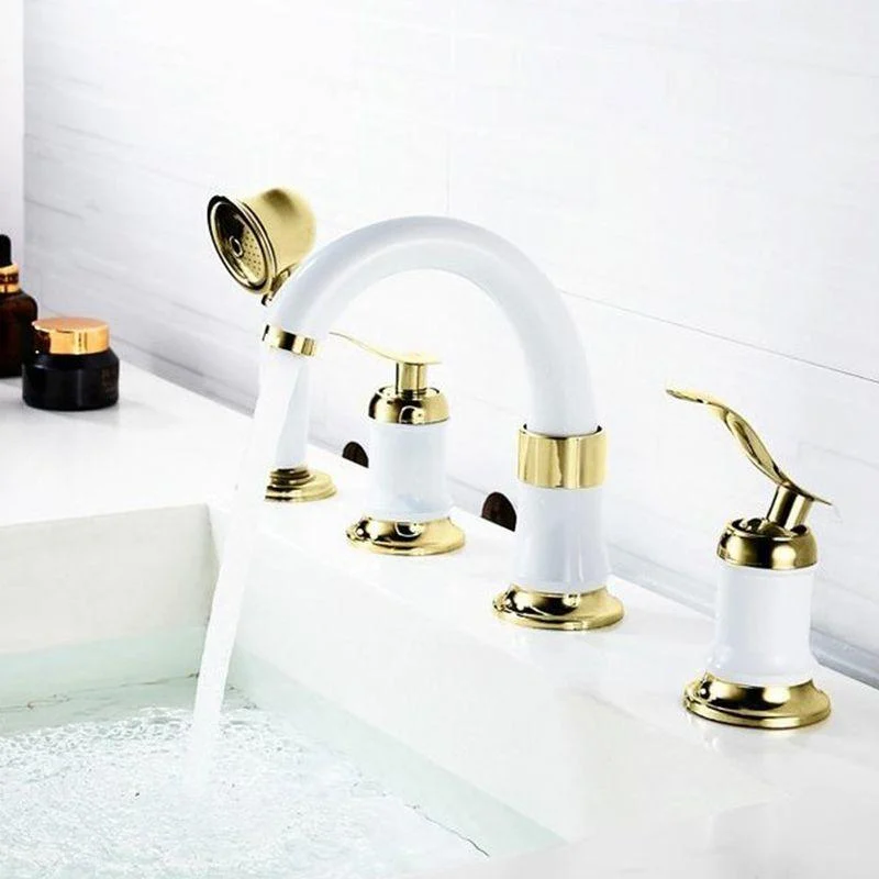 Luxury Rotatable Widespread Sink Tap Circular Lever Handle Tap with Water Hose -Bathlova