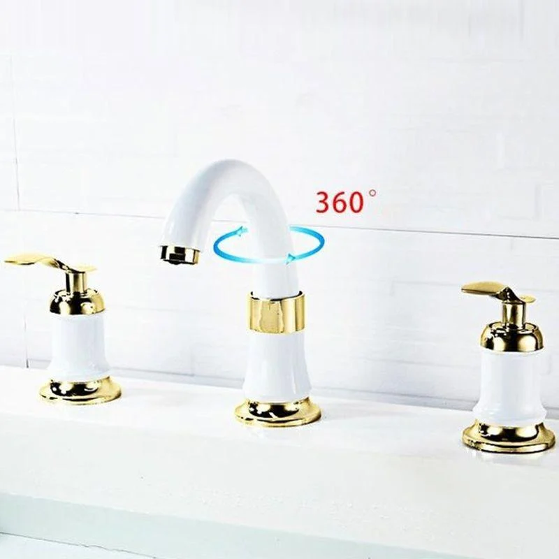 Luxury Rotatable Widespread Sink Tap Circular Lever Handle Tap with Water Hose -Bathlova