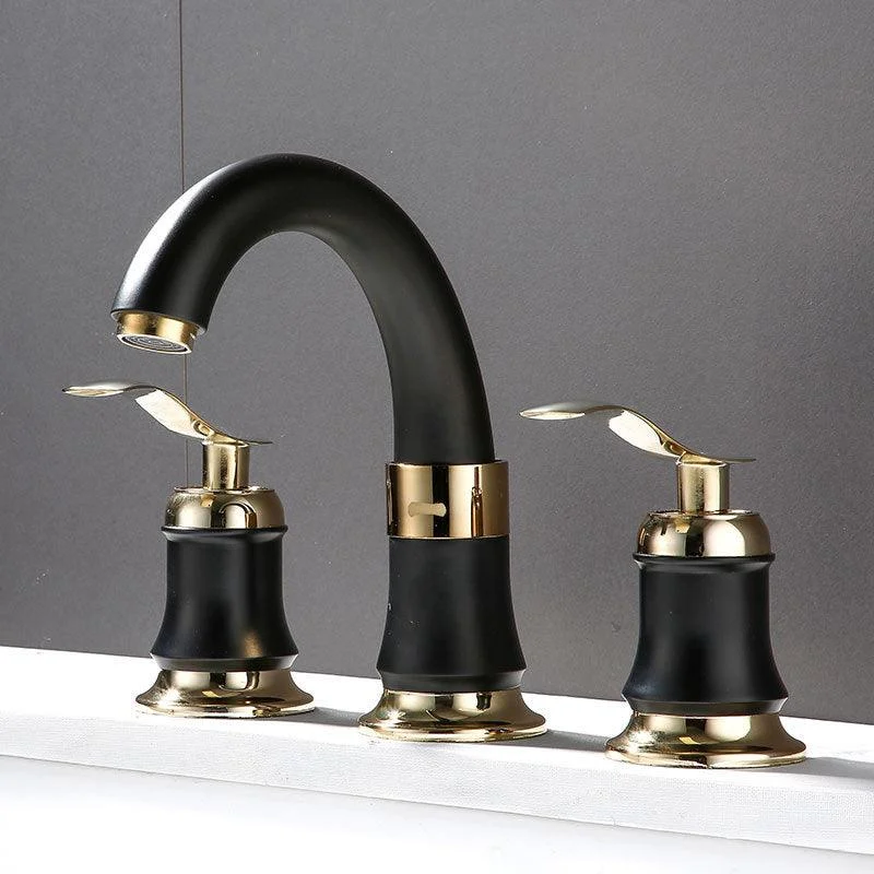 Luxury Rotatable Widespread Sink Tap Circular Lever Handle Tap with Water Hose -Bathlova