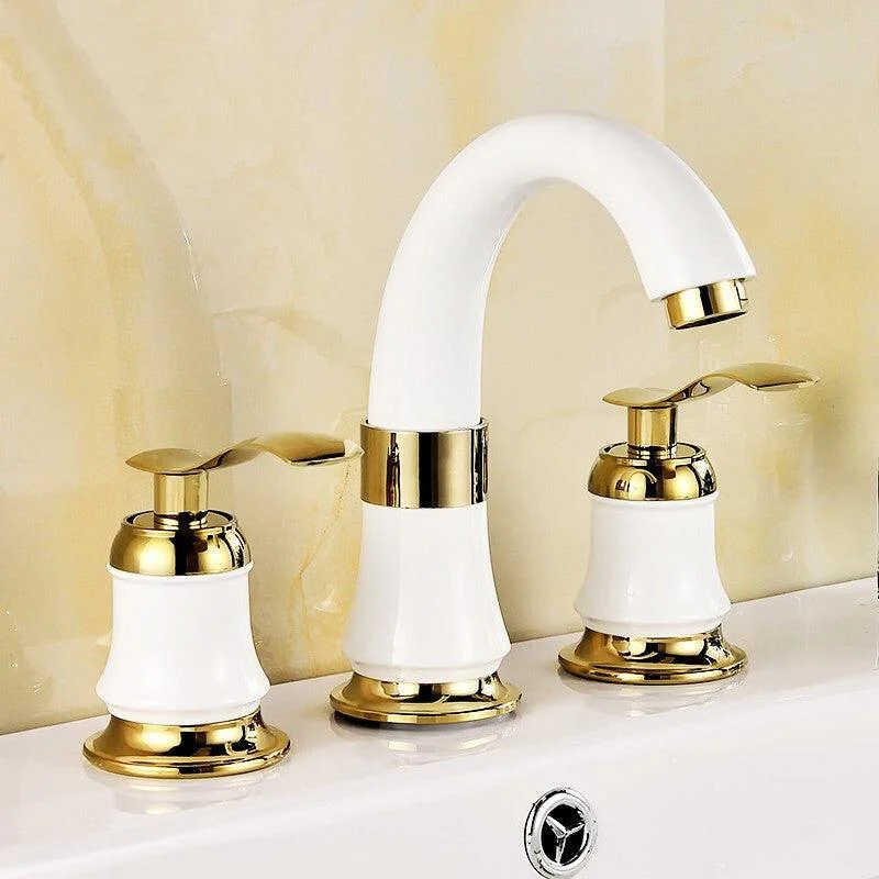 Luxury Rotatable Widespread Sink Tap Circular Lever Handle Tap with Water Hose -Bathlova