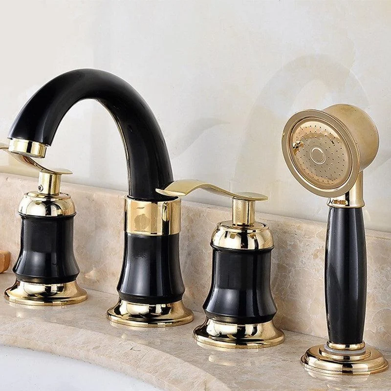 Luxury Rotatable Widespread Sink Tap Circular Lever Handle Tap with Water Hose -Bathlova