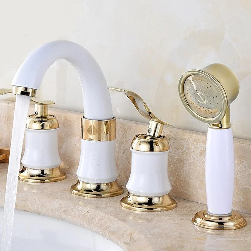 Luxury Rotatable Widespread Sink Tap Circular Lever Handle Tap with Water Hose -Bathlova